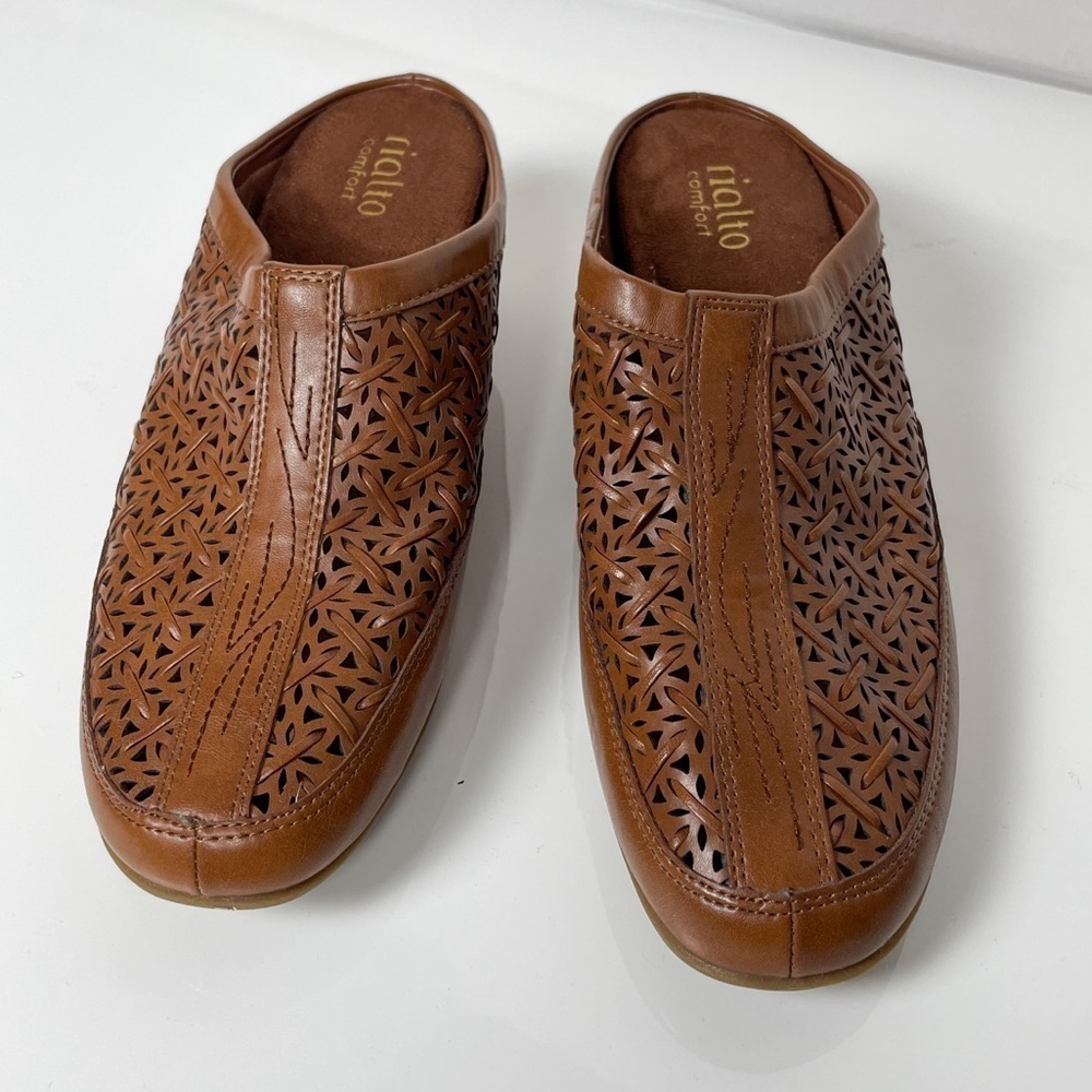 Rialto Comfort brown mule slide shoes w/ eyelet pattern | Sz. 9.5 - Picture 2 of 7